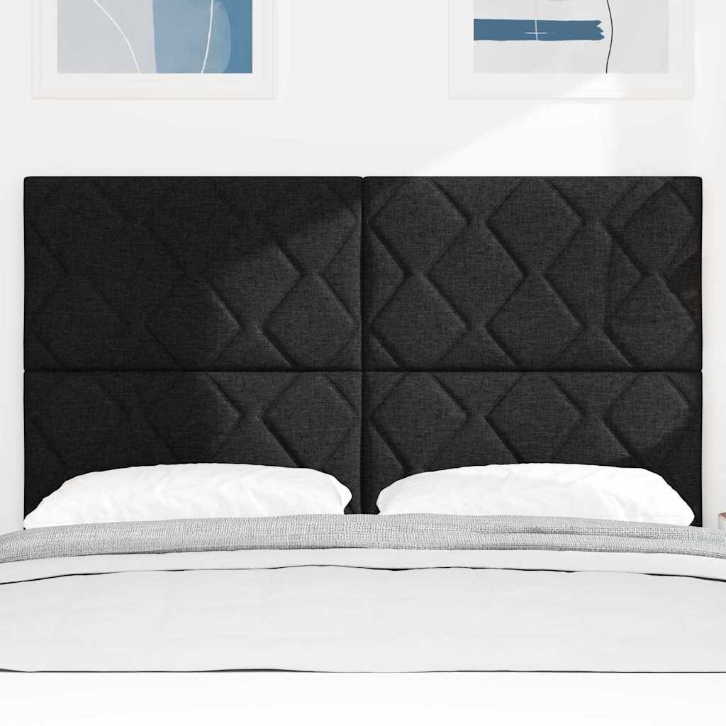 Headboard with LED Strip Lights Adjustable Black 144 cm Fabric